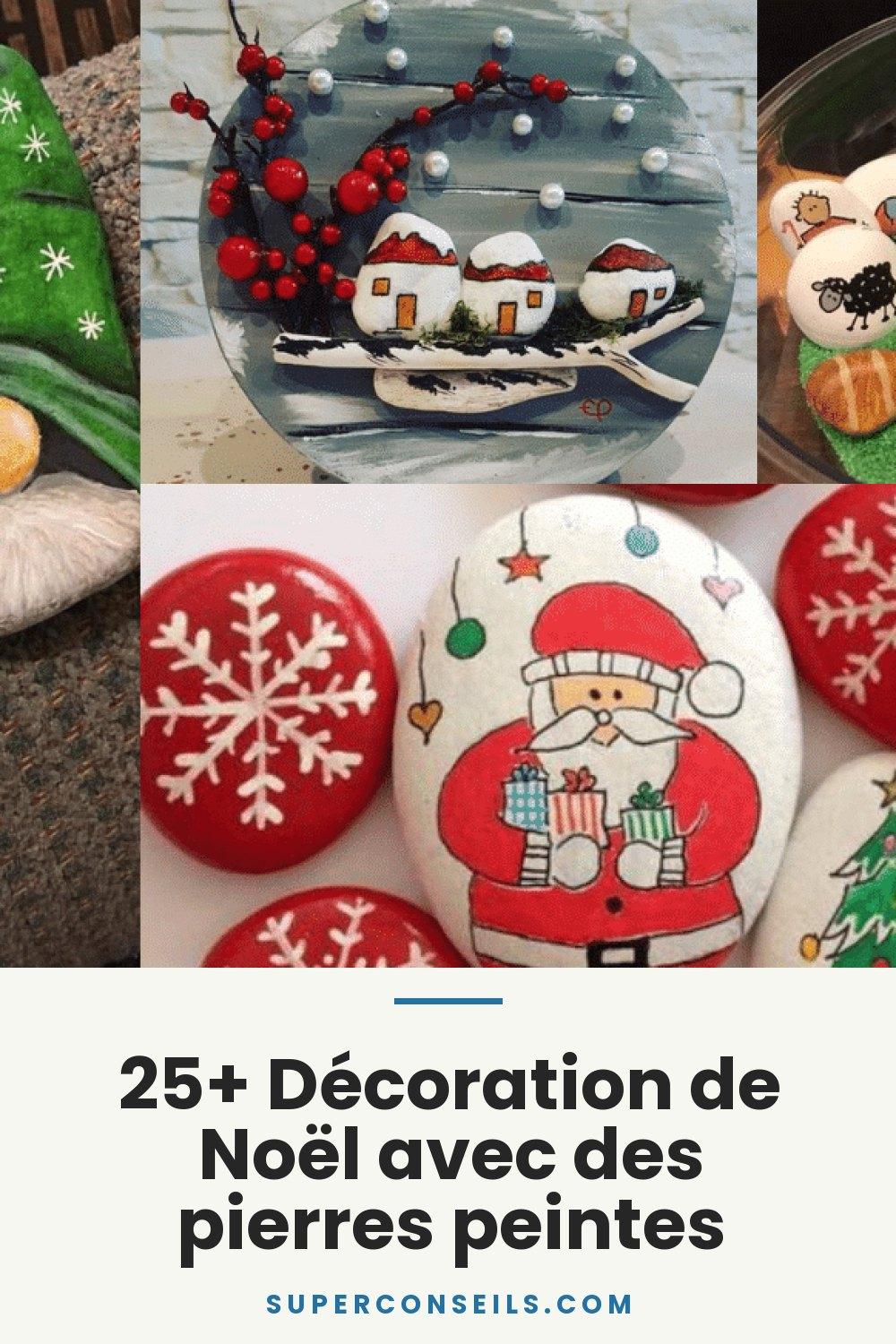 25+ Décoration de Noël avec des pierres peintes