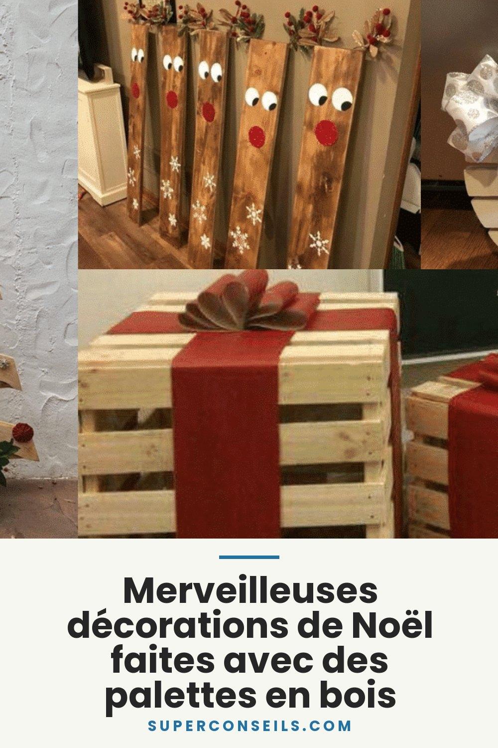 Merveilleuses décorations de Noël faites avec des palettes en bois