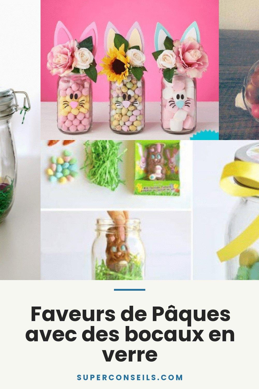 Faveurs de Pâques avec des bocaux en verre
